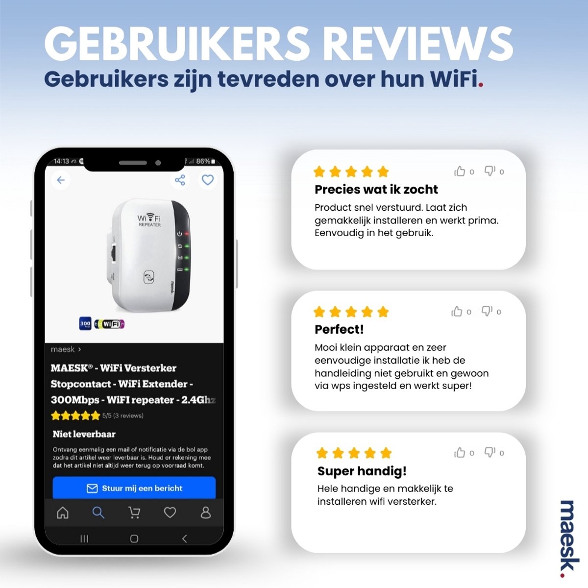 MAESK - WiFi Versterker Stopcontact - WiFi Extender - afbeelding 2