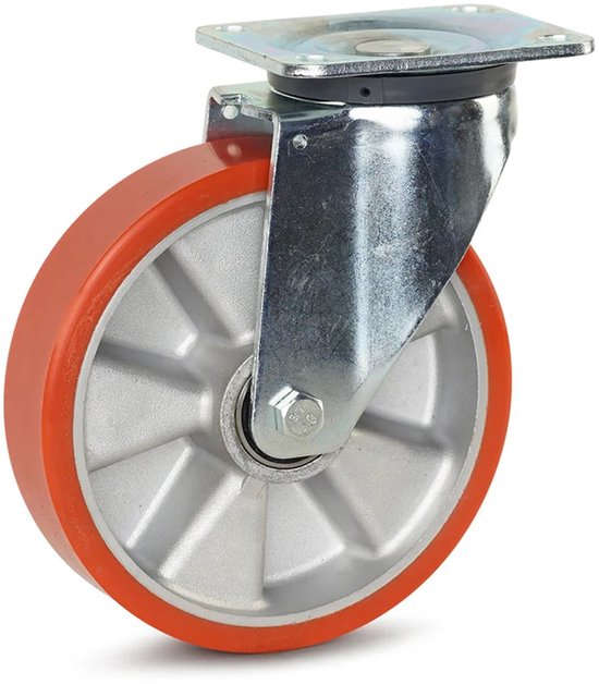 PU zwaarlast zwenkwiel met topplaat - 200mm - 800kg