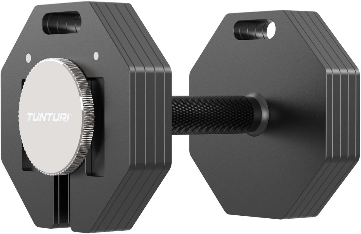 Tunturi Rapid Adjustable Dumbbell - Enkele dumbbellset van 20kg - Verstelbaar van 4 t/m 20 kg - 9 dumbels in één - Gewichtenset voor home gym