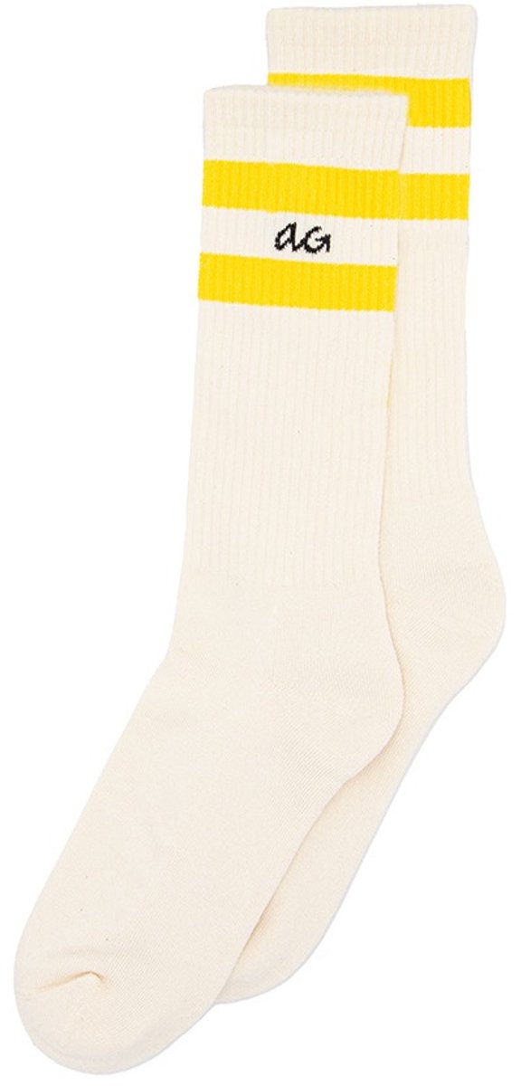 Alfredo Gonzales unisex athletic sokken stripes wit & geel