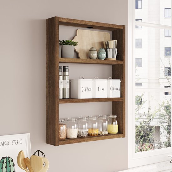 Asir - Wandplank - Okkernoot - 43,2 x 9 x 60 cm