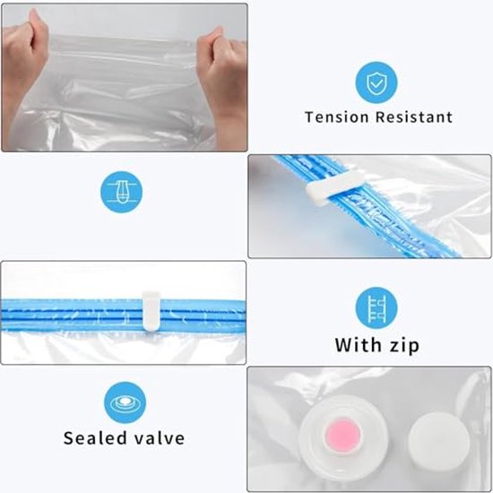 Vacuüm Compressiezakken 60 x 40 cm - Set van 10 Stuks voor Efficiënte Ruimtebesparing van Merkloos — afbeelding 3