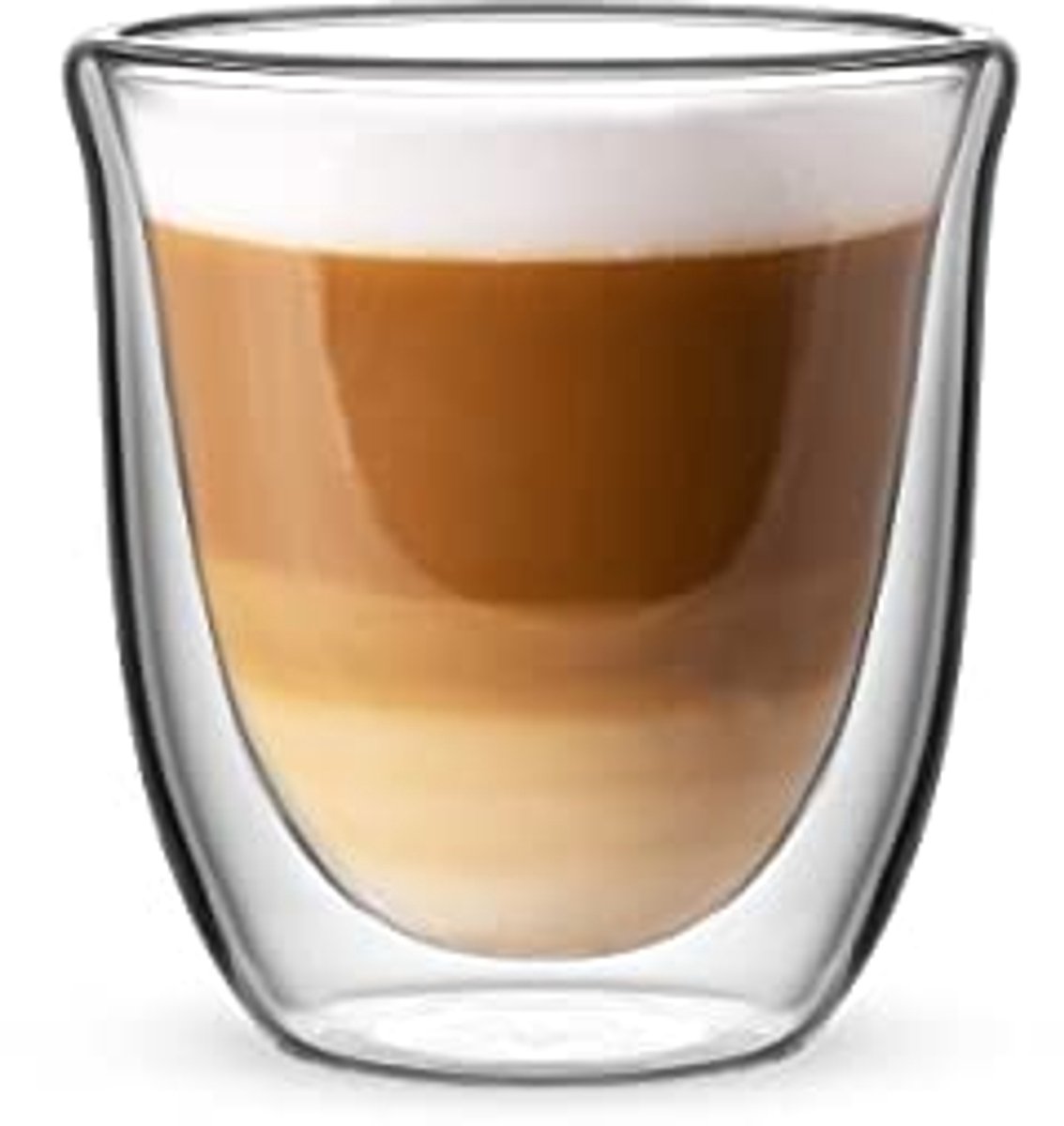 Set van 2 dubbelwandige bekers van borosilicaatglas, 200 ml, warmte-isolatie