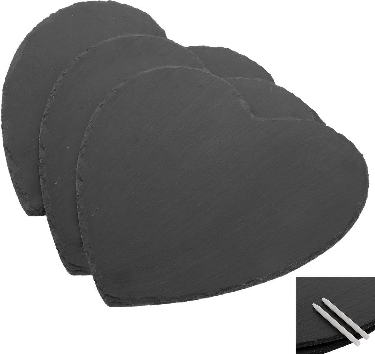 3pcs Slate Plates Heart, 25cm Slate Plate Serving Plate, Black Serving Plates of Slate Hearts for Buffet Sushi Cheese
