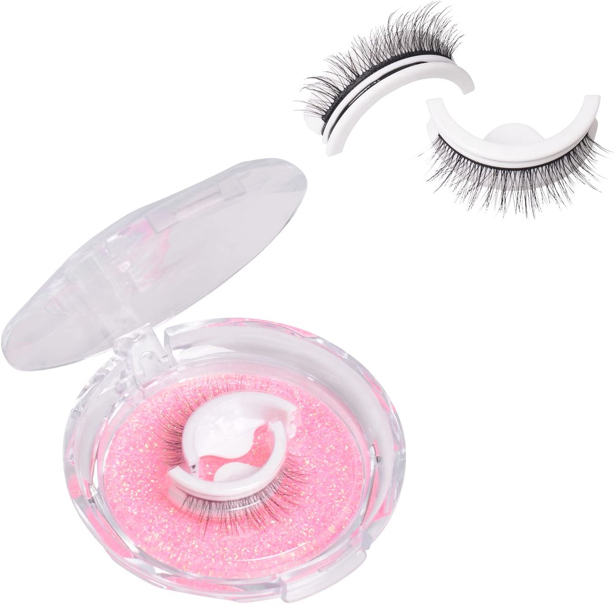 1 pair of professional 3D eyelashes, self-adhesive, reusable, self-adhesive, without stimulation, eyelash extension, soft and natural, handmade (natural)
