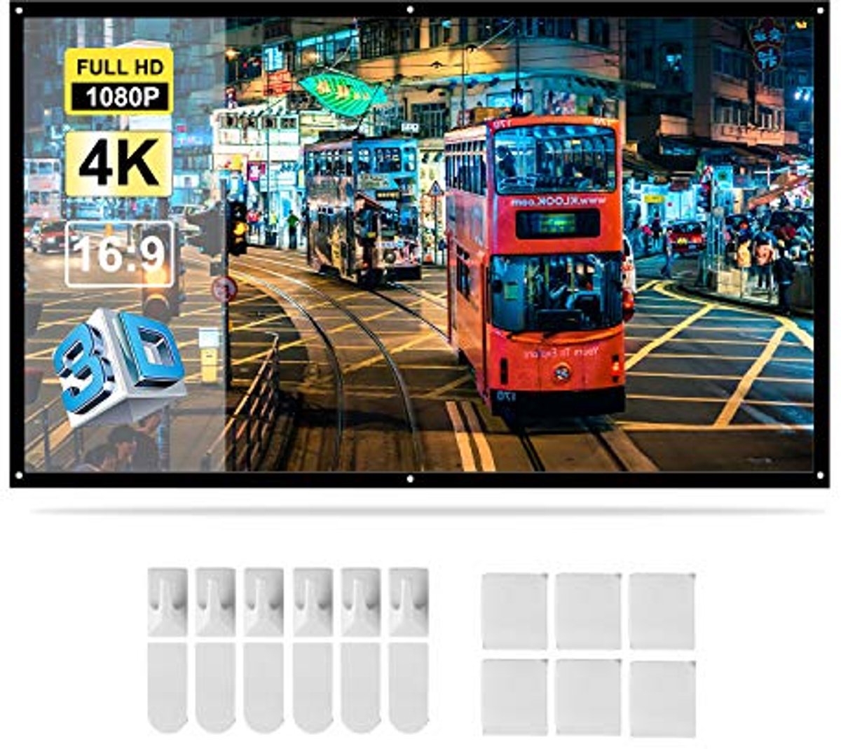 Draagbaar Projector Scherm 70 Inch HD 16:9 Opvouwbaar voor Binnen en Buiten