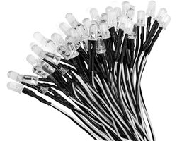 Thelau - LED Diode Lampen - 50 Stuks Koud Wit 5mm Voorbedrade Lampen 12V