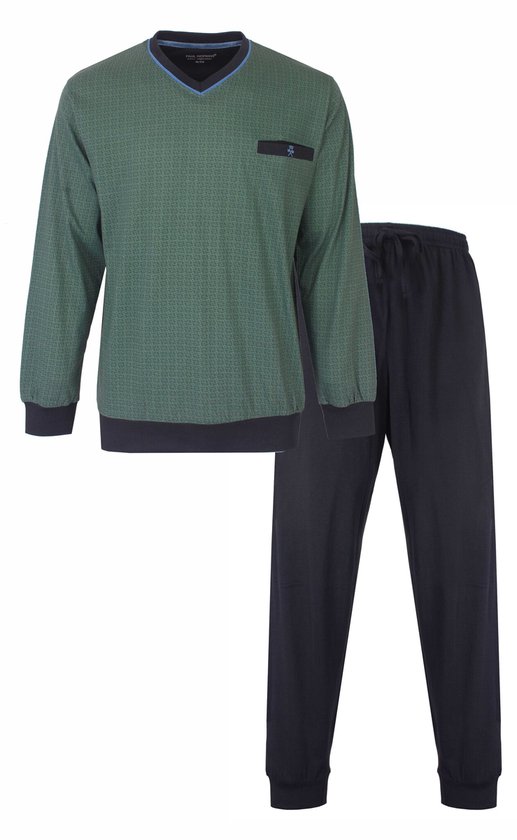Paul Hopkins Heren Pyjama - V-hals - met Boorden - Groen - Maat XXL