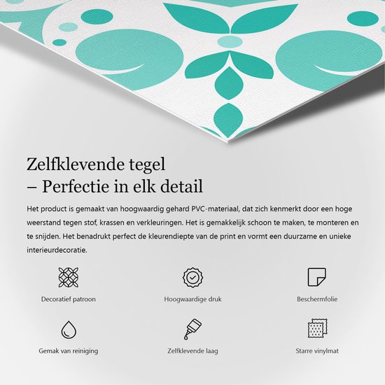 Wallfluent Vinyl Tegels - Bloemenmandalapatroon Zelfklevende PVC Tegels - 60 cm x 30 cm - Rood Vinyl Tegels - Verpakking van 6 stuks - Rechthoek PVC Tegels - Bloemen en Planten Plaktegels - Vinyl Vloer Tegels - Plaktegels Keuken en Badkamer
