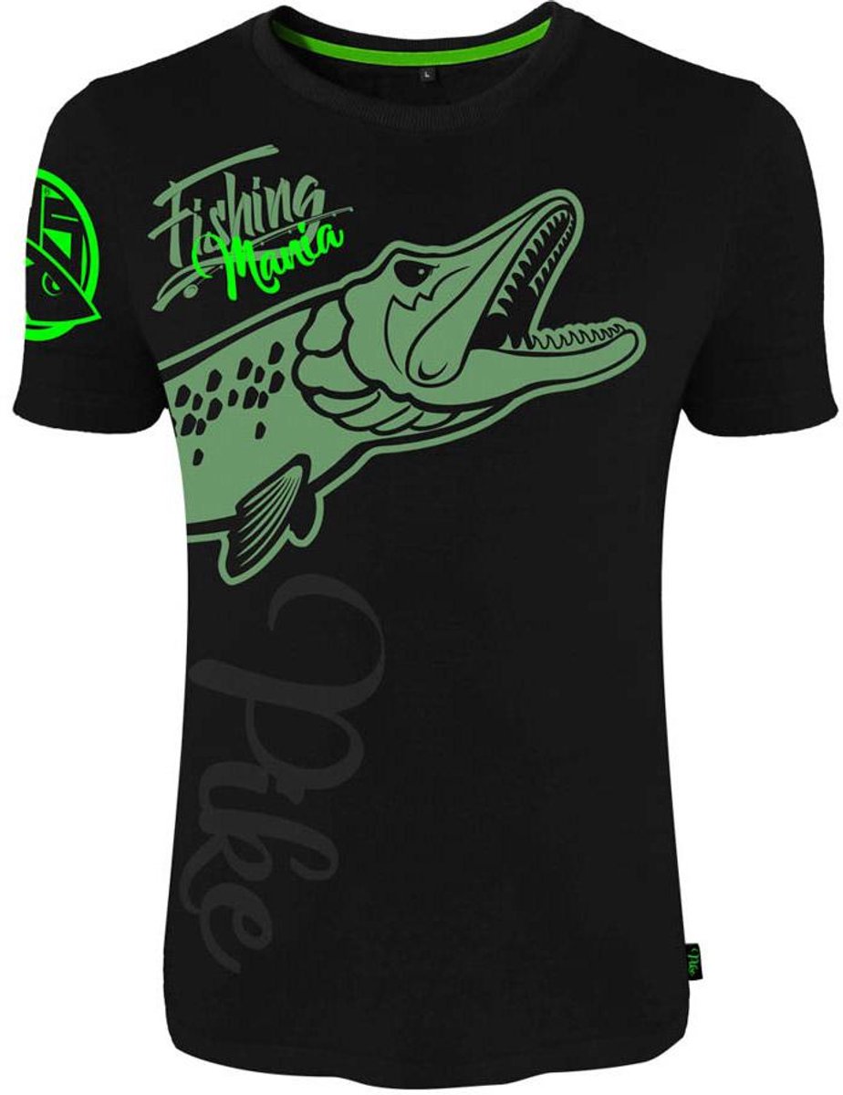 Hotspot Design Fishing Mania Pike T-shirt Met Korte Mouwen Zwart L Man