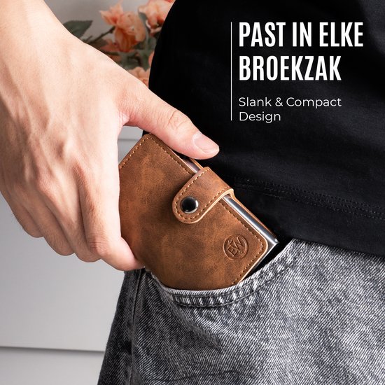EliteWallets Porte-cartes – Porte-cartes de crédit avec Protection RFID – Porte-cartes – Portefeuille – Porte-cartes extensible – Hommes et femmes – Marron Londres