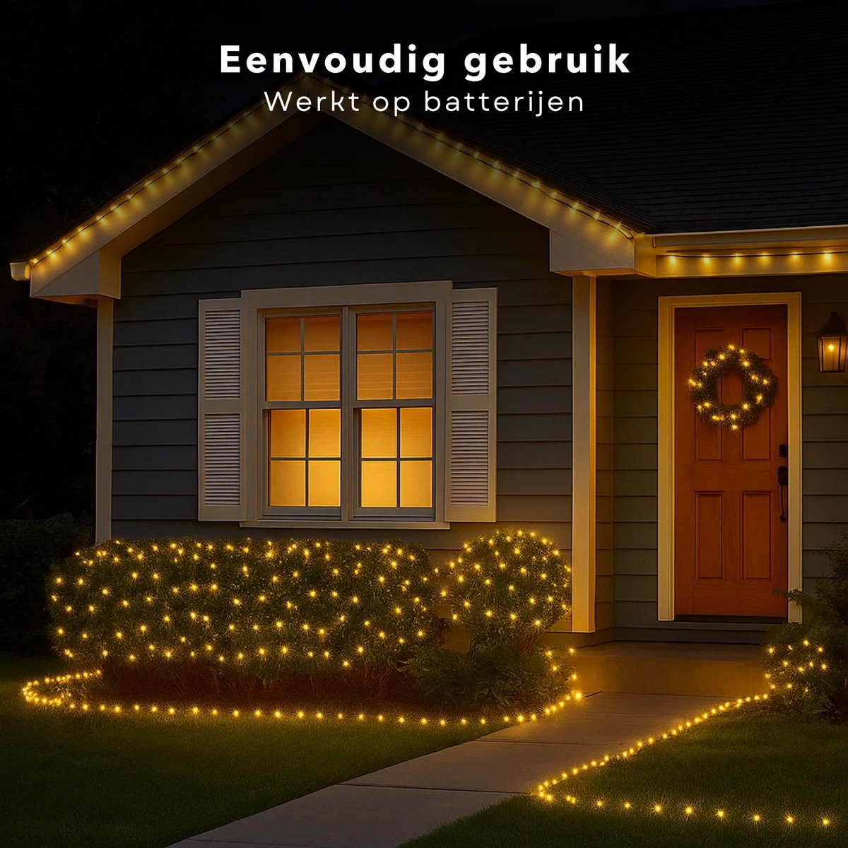 Cheqo® Kerstverlichting Op Batterij - Warm Wit LED Lampjes - Geschikt Voor Binnen En Buiten - 96 LED Lampjes - 7 Meter Lichtsnoer - Met Timer - 8-Functies - IP44 Waterdicht - Zwarte Kabel - 3x AA Batterijen - Kerstlampjes - Kerstboomverlichting – foto 4