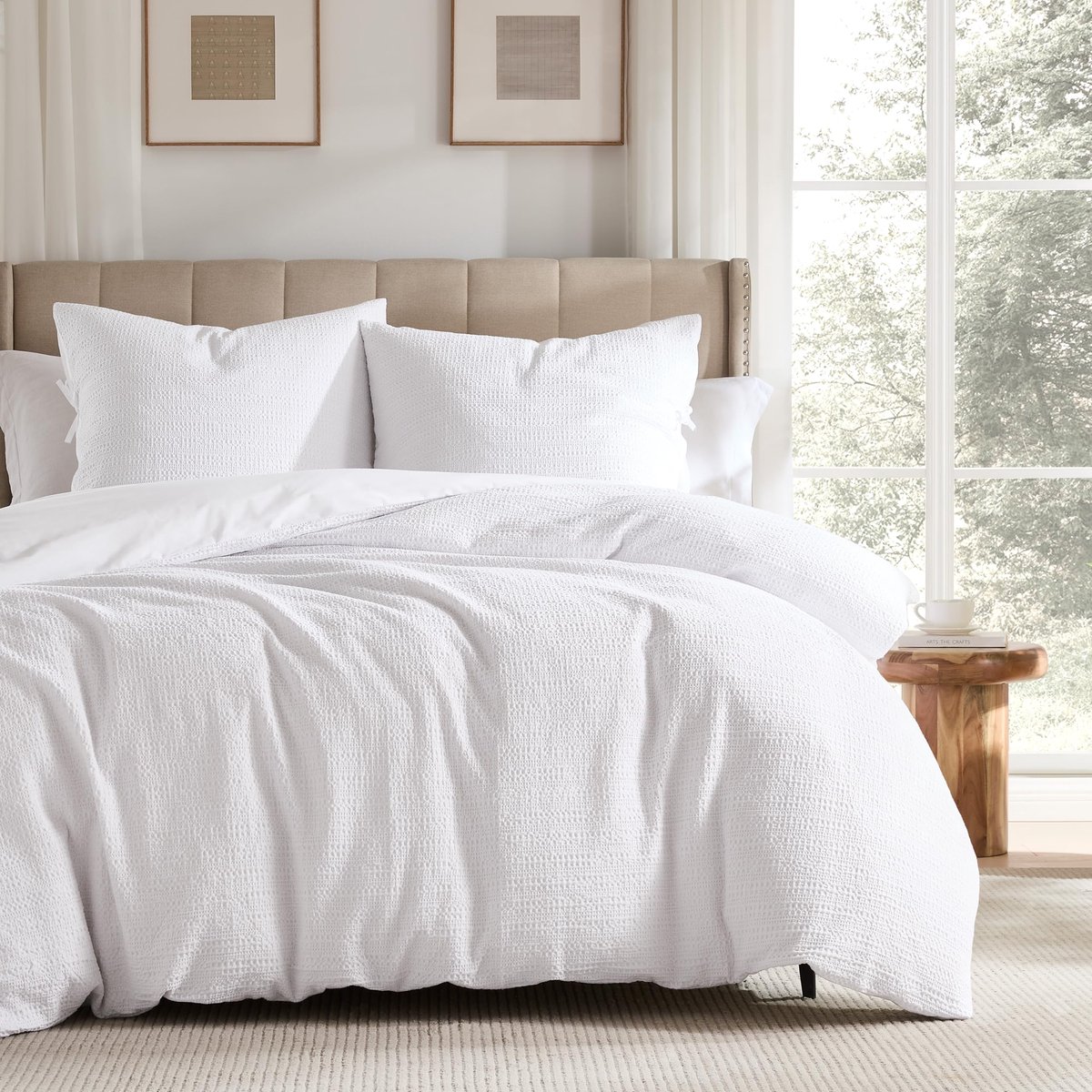 Azomor® Zachte katoenen beddenset met wafelstructuur en ritssluiting 200x200 cm