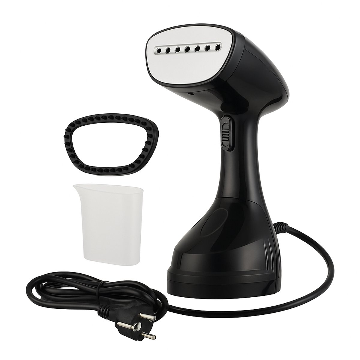 Kledingstomer – 1600W – Handstomer voor kleding – Snelle opwarming – Inclusief borstelopzetstuk & maatbeker – Zwart