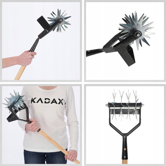 KADAX Sterfrees met wiedemes met houten steel, cultivator, tuinfrees, rolcultivator, kruimelaar voor het losmaken van de grond, bebouwer, rolhak (met 4 sterren, houten steel) van Merkloos	 — afbeelding 3