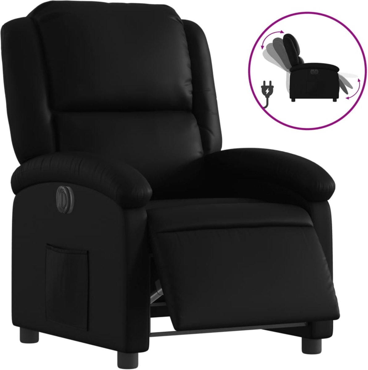 vidaXL Fauteuil - elektrisch - verstelbaar - kunstleer - zwart