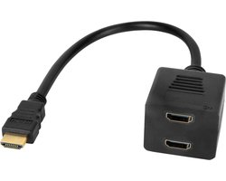 Cabletech HDMI Splitter - 1x HDMI (m) naar 2x HDMI (v) - 20 cm - Zwart