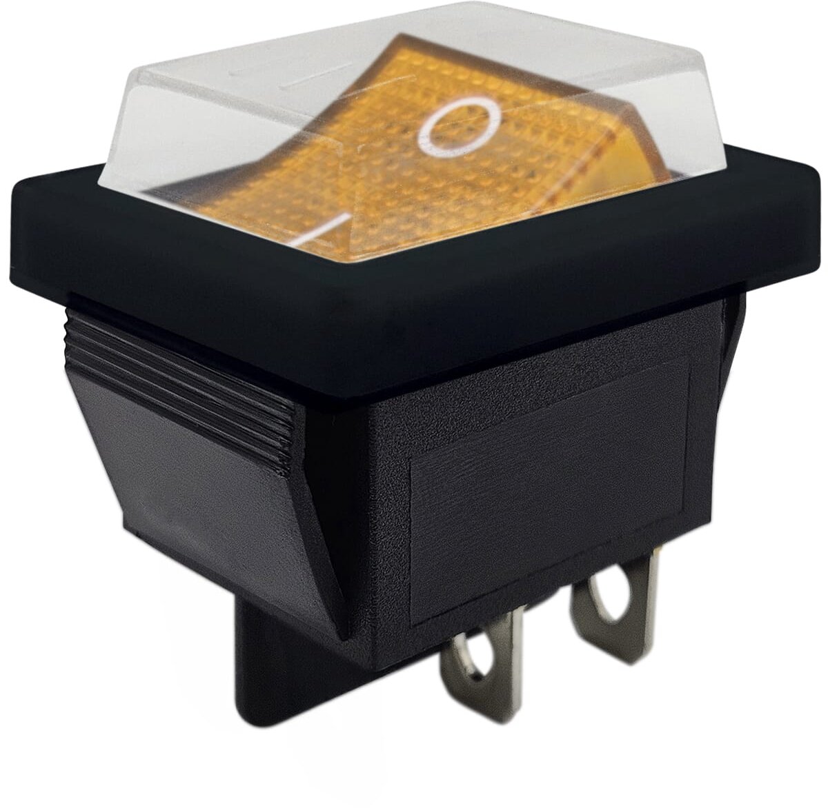 ProRide Wipschakelaar ON-OFF KCD4-202 - met Zwart Beschermkapje - 2 Polig - 250V/16A - 30x22mm - Oranje zonder controlelampje
