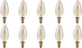 Lampe LED SPL E14 2W Dimmable - CRI 93 - Or - Wit Extra Chaud - 2200K - Bougie à Filament LED C35 - Remplace 11W - 10 Pièces