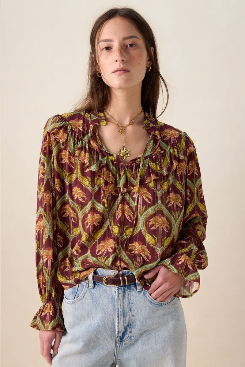 Sissy-Boy - Donkerrode blouse met palm print