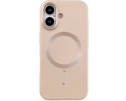 Omslag van Casemania Hoesje Geschikt voor Apple iPhone 17 - Goud - Matte Siliconen Back Cover - Geschikt voor MagSafe
