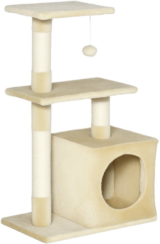 Krabpaal met Sisal met Zacht Pluche Kattenspeeltje - 30X50x81cm