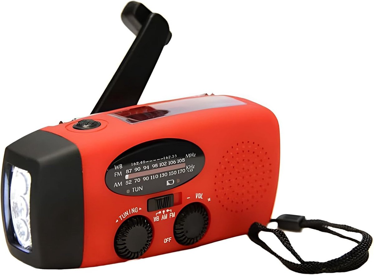 Wind Up Radio met USB Oplader en Zonne-energie - Draagbare Weer Radio voor Nood en Camping