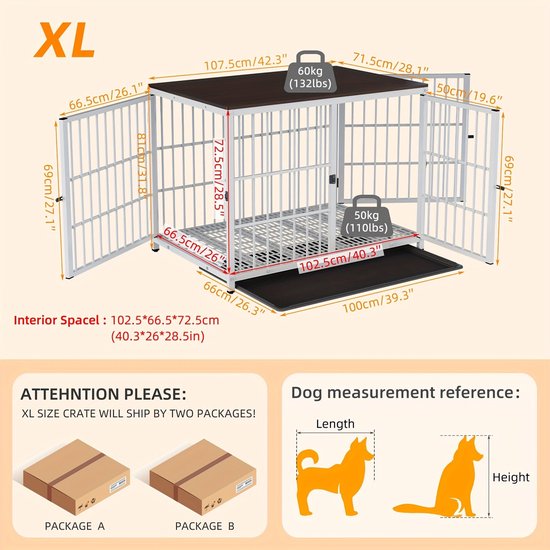 vidaXL Hondenbench Inklapbaar XXL Metaal Hondenkooi Bench Hond Honden Hok