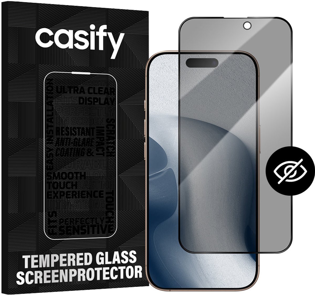 Casify Gehard Glas Privacy Screenprotector voor de iPhone 17 Pro Max