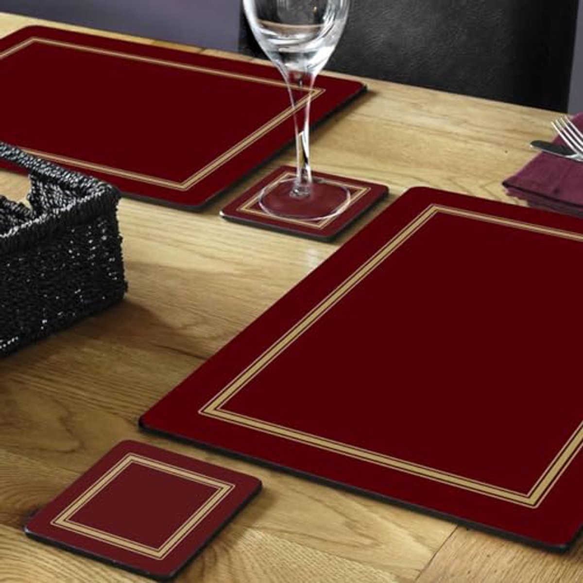 Klassieke Bourgondische Onderzetters Set van 6 - Rood
