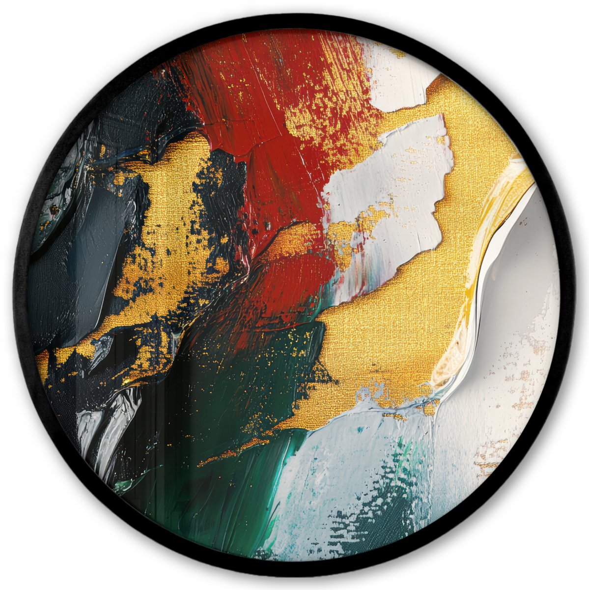 FrameYourWall Poster in lijst Rond - Fotolijst 40x40 cm - Posters - Modern - Kerst - Abstract - Goud - Ronde posterlijst zwart - Decoratie - Wanddecoratie woonkamer - Kerstdecoratie voor binnen - Kerstversiering - Kerstmis versiering in huis - Kerstaccessoires Abstract - Kerst