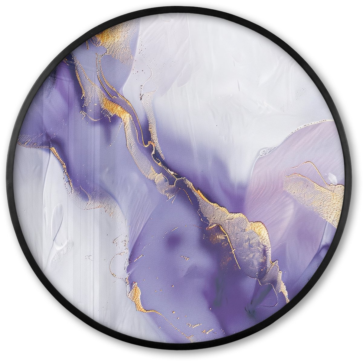 FrameYourWall Poster in lijst Rond - Fotolijst 60x60 cm - Posters - Paars - Modern - Marmer - Abstract - Ronde posterlijst zwart - Decoratie - Wanddecoratie woonkamer - Muurdecoratie slaapkamer