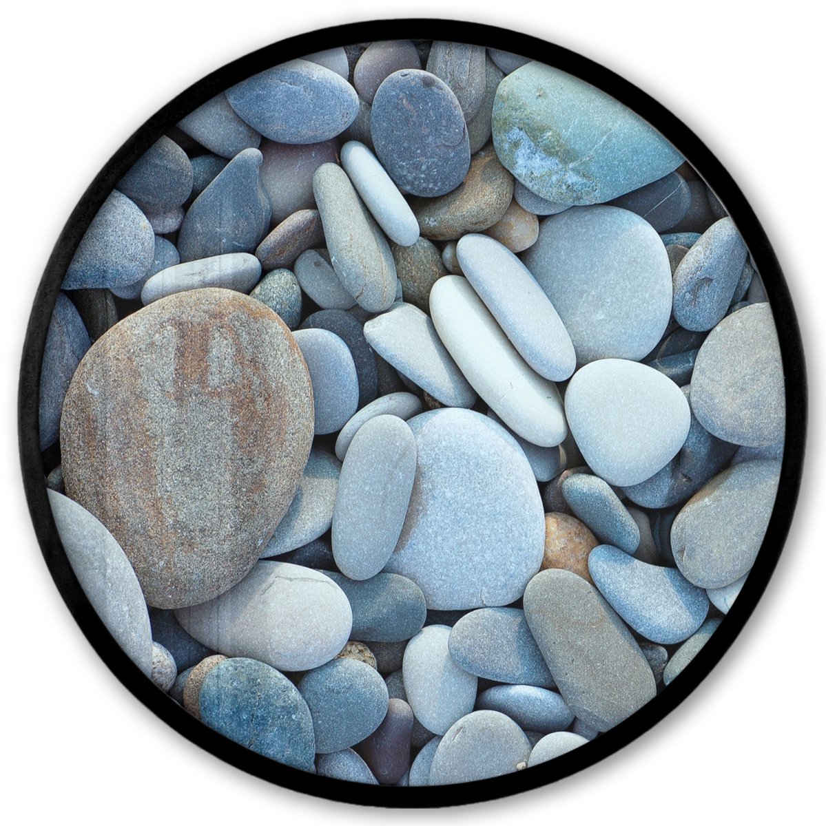 FrameYourWall Poster in lijst Rond - Fotolijst 40x40 cm - Posters - Zen stenen - Natuur - Strand - Ronde posterlijst zwart - Decoratie - Wanddecoratie woonkamer - Muurdecoratie slaapkamer
