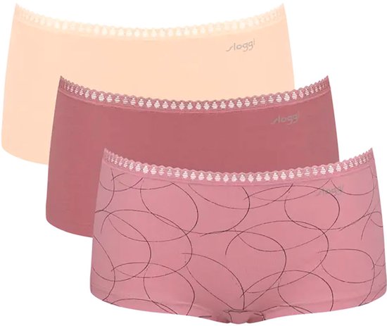 Sloggi Lot De 3 Culottes Femme Tanga Confort - Coton Doux Avec Dentelle, Liberté De Mouvement