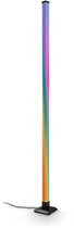 BRILONER Flash – RGB IC Vloerlamp – dimbaar – met afstandsbediening – dynamische kleurverandering & neutraal witte lichtkleur – muziekfunctie – zwarte staande lamp – h: 150 cm