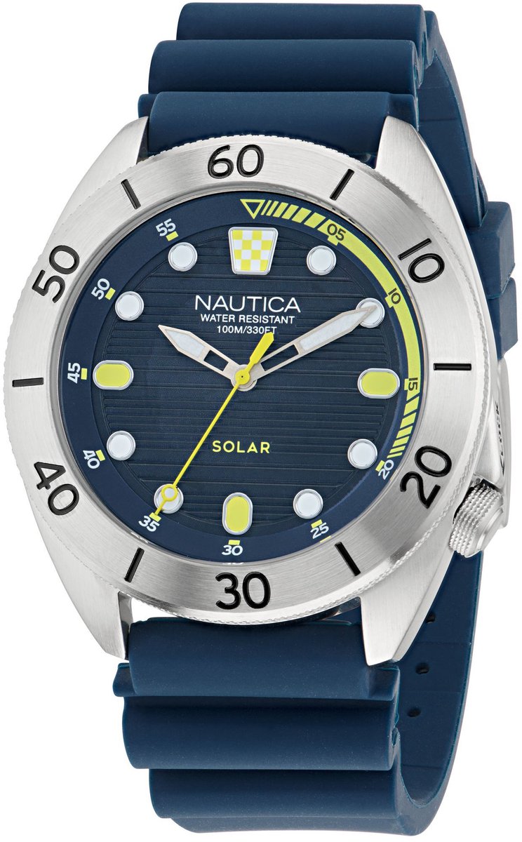 Nautica Nautica Vintage Quartz Analoog Horloge Blauw Material 100% Roestvrij Staal 100% Siliconaarmband 47 mm NAPNVF501