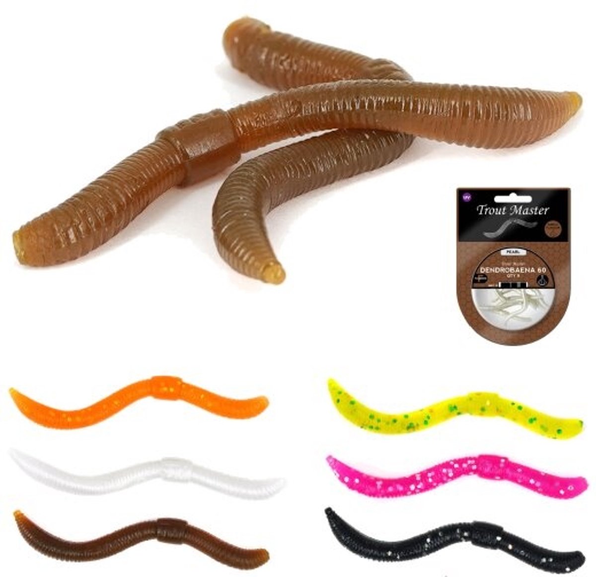 Trout Master Dendrobena 60 Garlic - Kleur : Pearl White