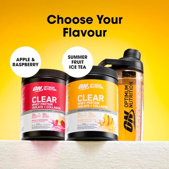 Optimum Nutrition Clear Whey Protein Isolate + Collagen - Summer Fruit Ice Tea Proteine Poeder - Eiwitshake - Eitwit Limonade - 240 gram (10 servings) — afbeelding 4
