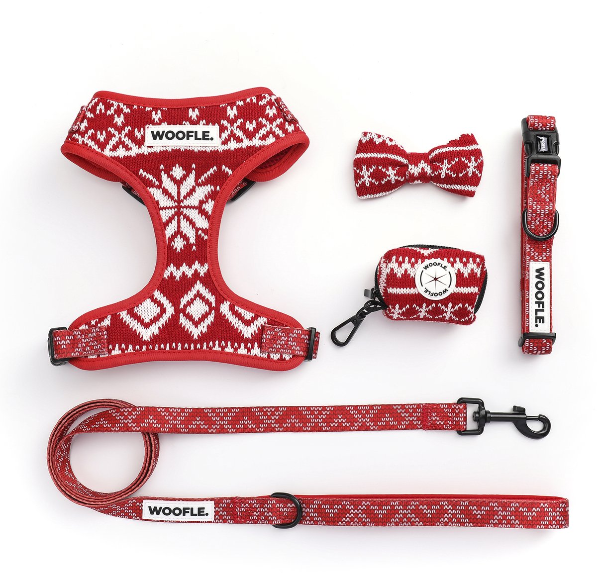 WOOFLE. - Complete Set - Hondentuigje - Accessoires - Merry Tail - Rood - Kerstmis - Limited Edition - Kerst - Maat XS