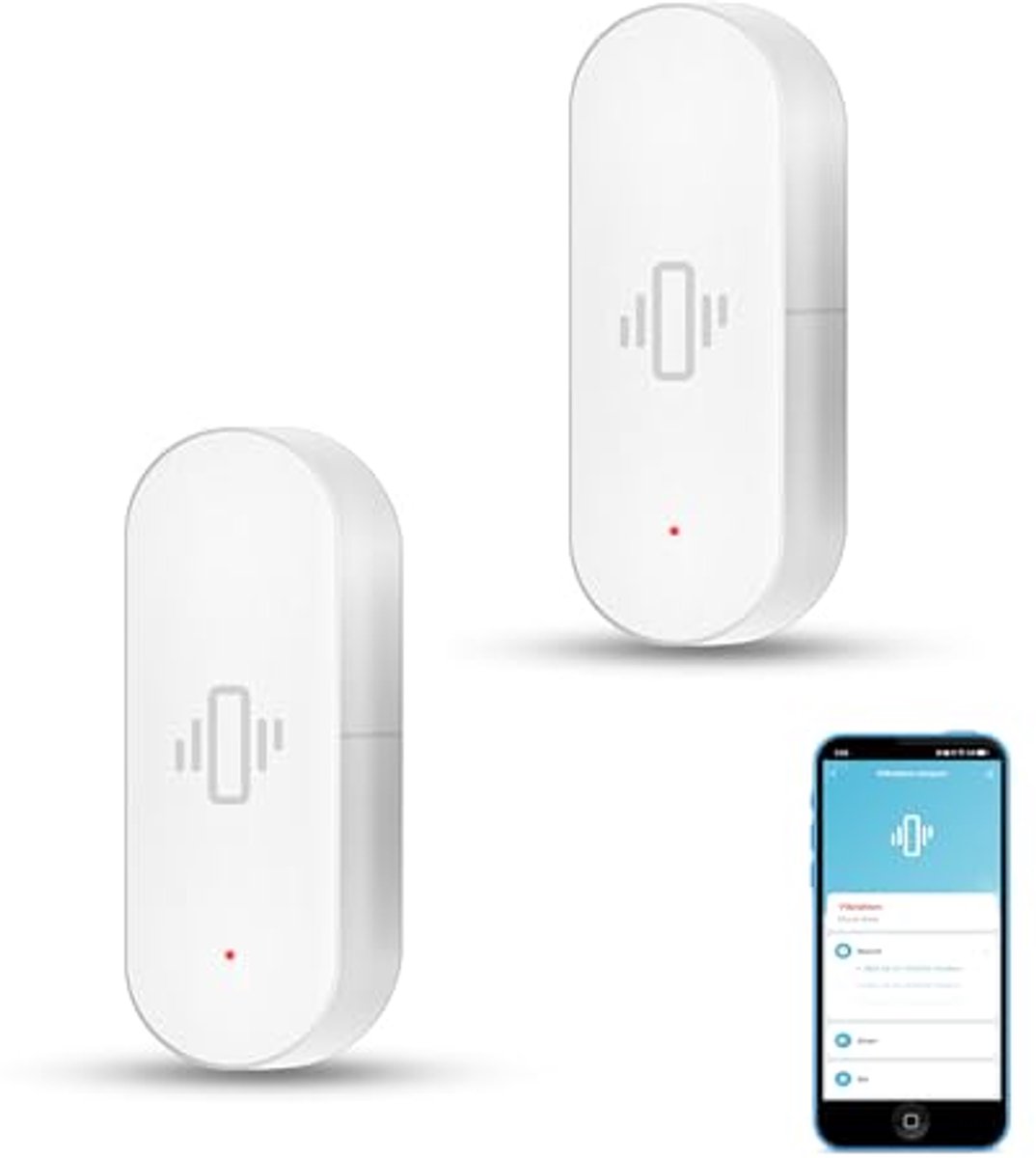 Draadloze Glasbreukmelder en Vibratiesensor met App-Alarmen - Instelbare Gevoeligheid