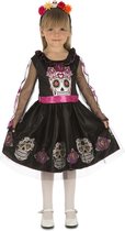 VIVING COSTUMES / JUINSA - Mini calaveras Dia de los Muertos kostuum voor meisjes - 110/116 (5-6 jaar)