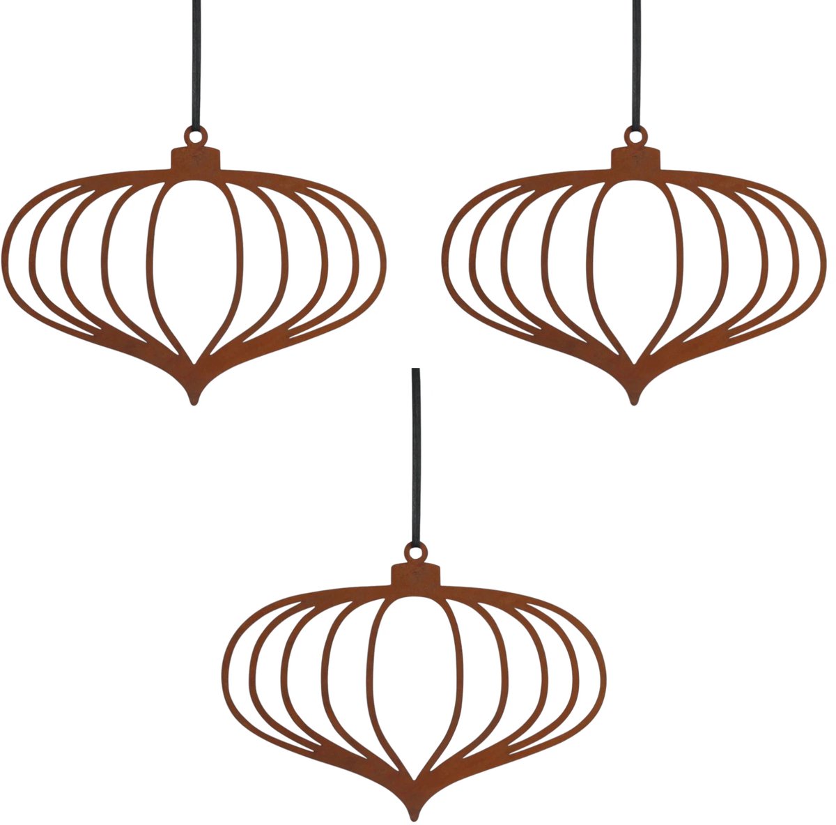 Tol Roestige kersthanger (set 3) - Pluto Design