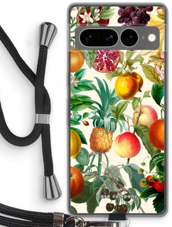 Case Company® - Coque Google Pixel 7 Pro avec cordon - Flora Classic - Coque de téléphone avec cordon Zwart - Protection sur tous les côtés et sur le bord de l'écran