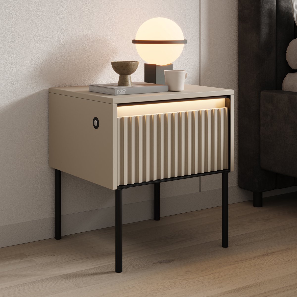 MEUBELLA Nachtkastje Timoteo - Beige - 46 cm