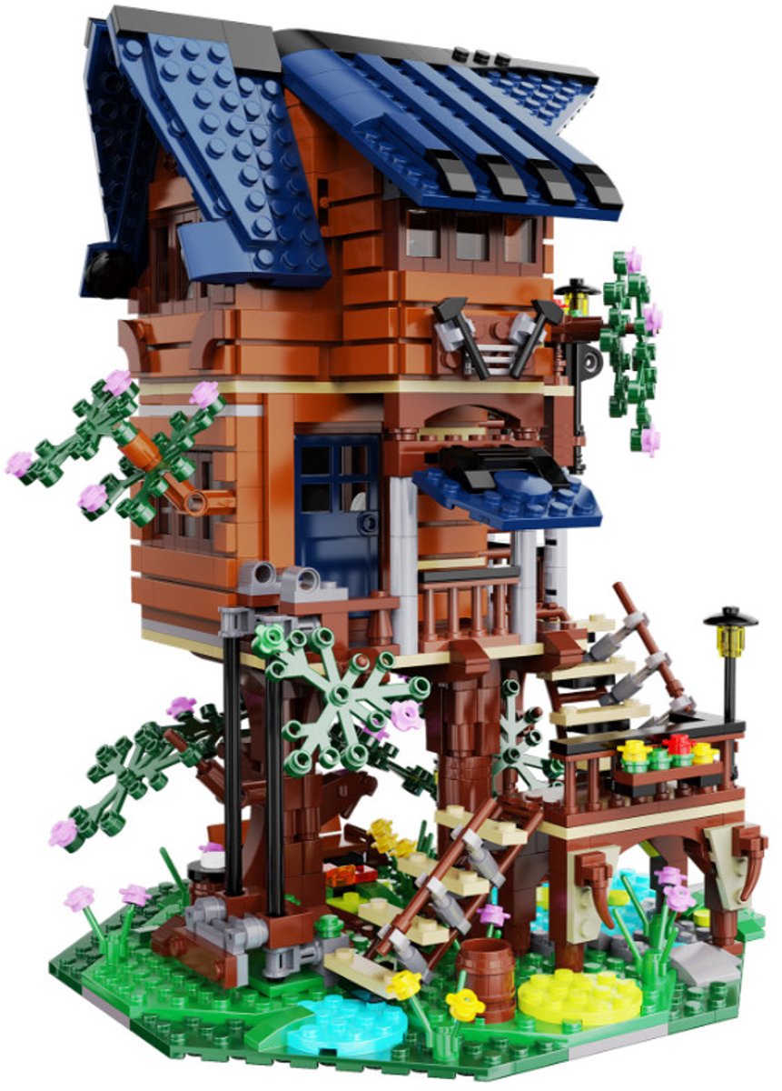 CaDA C66004W – Four Seasons Tree House – 1155-delige boomhut bouwset met LED-verlichting – 4-in-1 seizoenshuis
