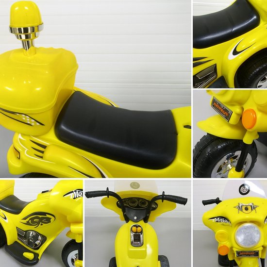 Moni Elektrische Kinder Motorfiets Colombo - Geel, 2 Motoren, MP3, 7 Km/h, Vanaf 3 Jaar