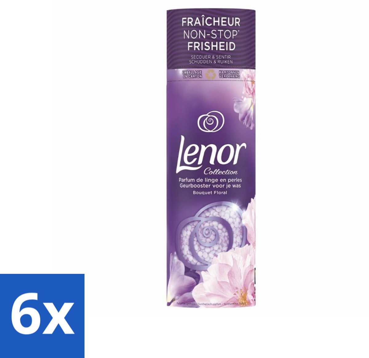 6 x Lenor - Geurbooster - Bloemen Boeket - Non-Stop Frisheid - 19 Wasbeurten - Lenor Geurbooster - Geur - Wasgeur - Wasverzachter - Bloemengeur