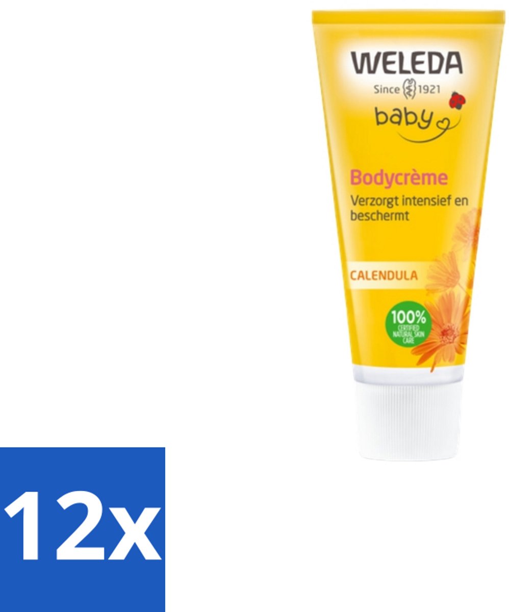 Image of 12 x WELEDA - Bodycrème - Baby & Kind Calendula - 75 ml - Babycreme - Babyverzorging - Natuurlijke Babycreme - Calendula Creme - Gevoelige Huid
