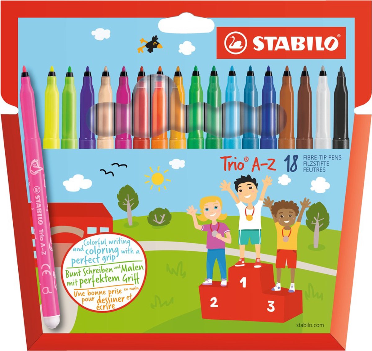 STABILO Trio A-Z - Viltstift - Met Ergonomische Driekantige Gripzone - Etui Met 12 kleuren — afbeelding 8