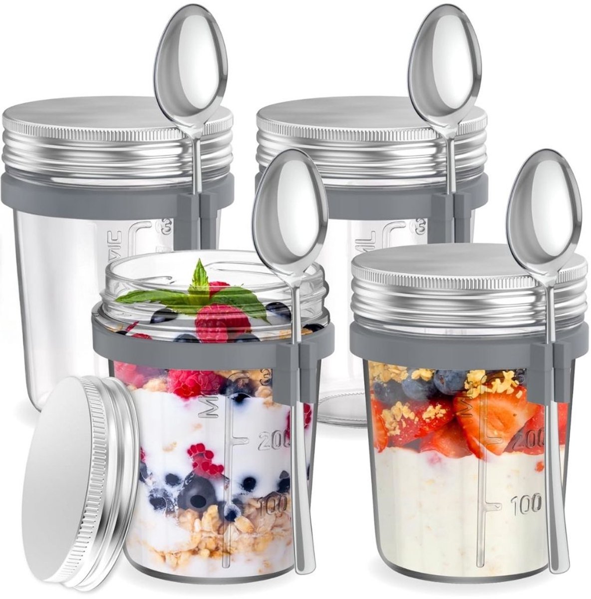 ApexArte® Overnight Oats Potjes - Mason Jar - Meusli Beker met Deksel